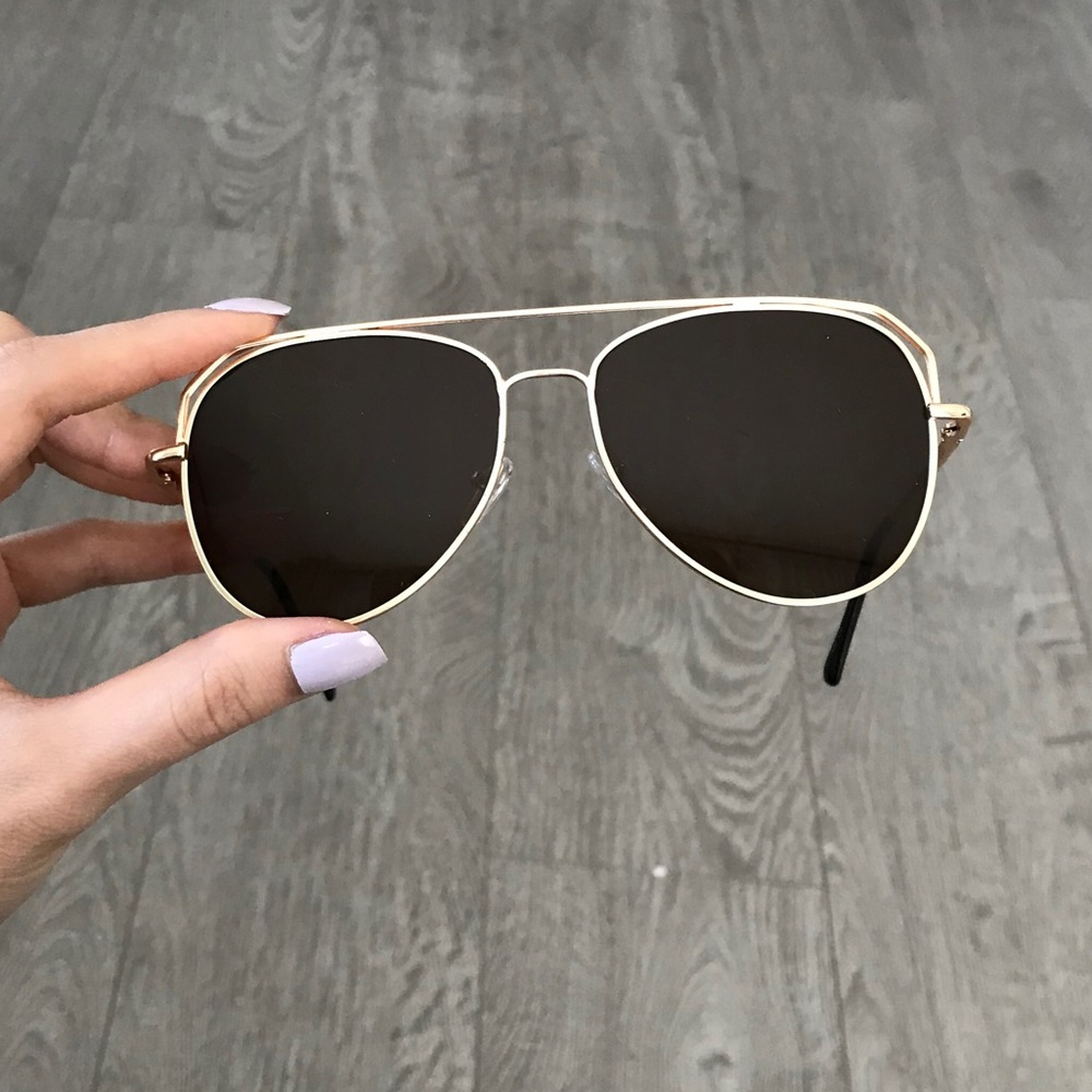 Black Aviator Sunglasses with Silver Metal Frames